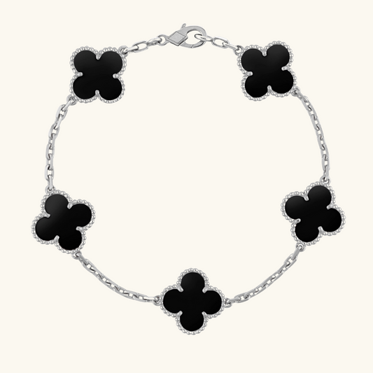 CLOVER | Black/Silver Bracelet